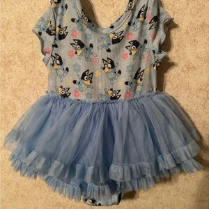 Blue Cartoon Print Tulle Dress